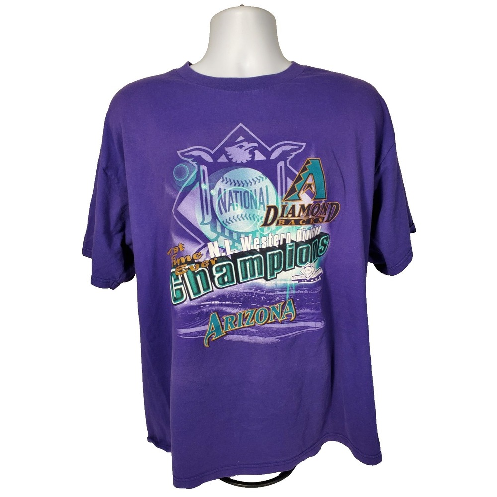 Vintage 90's Arizona Diamond Backs N.L Western Division Men's XL Purple T-Shirt